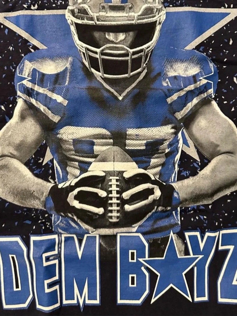 Men's Black 'Dem Boyz' Graphic Football Tee in Blue Accents